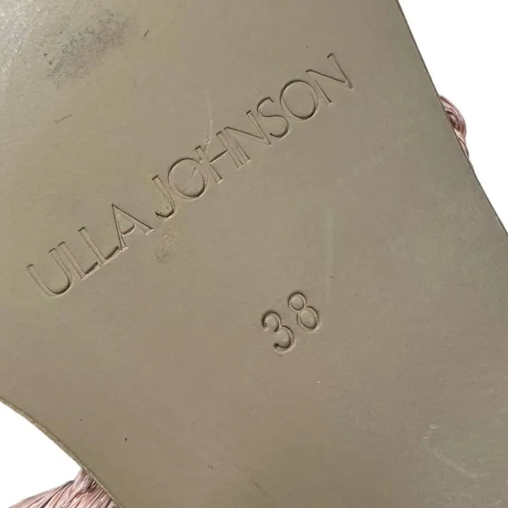 Ulla Johnson Ellery Raffia Sandal Pink Size 38 US 8 Great Condition Gold Buckle - Picture 9 of 9